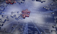 code and puzzle pieces on top